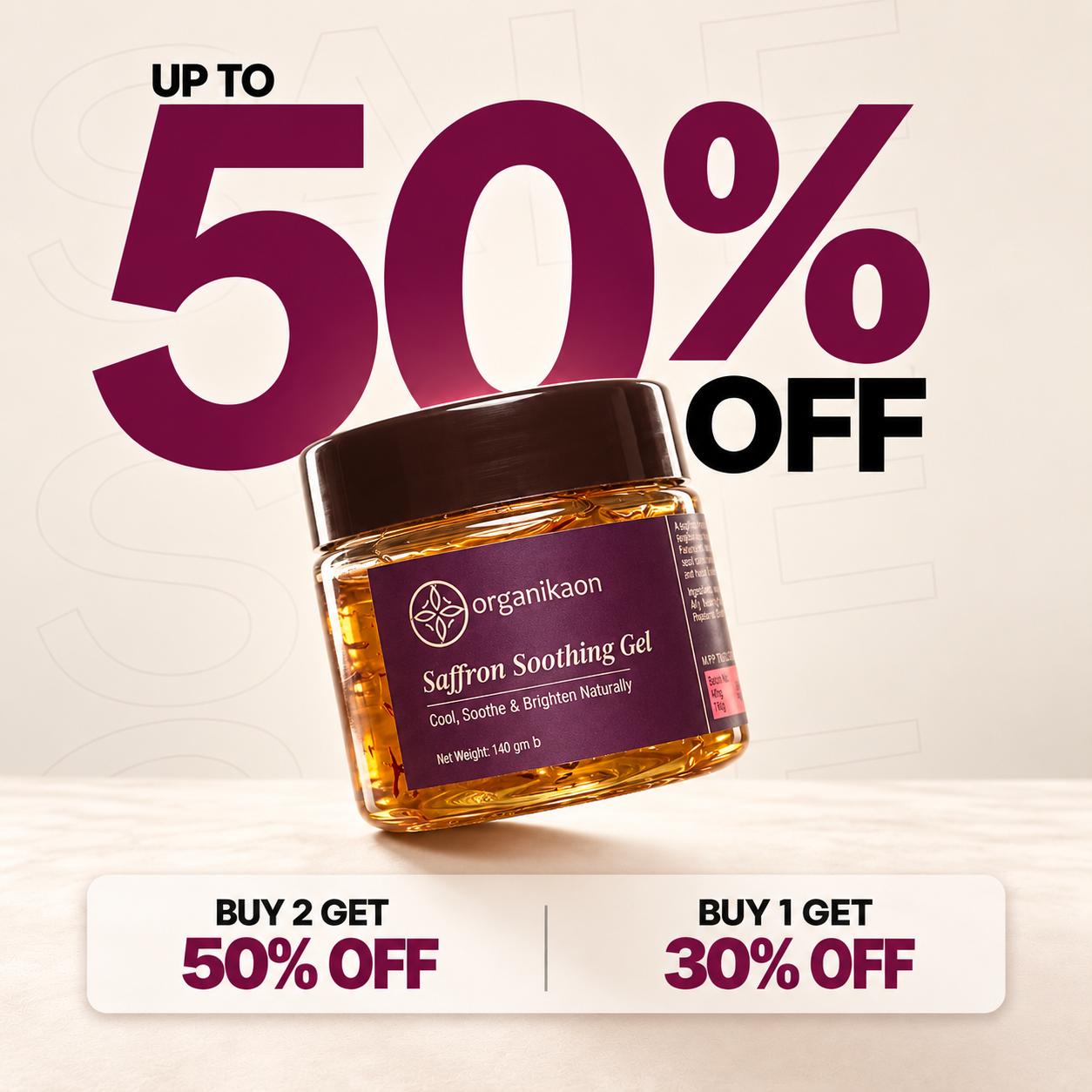 Organikaon Saffron Soothing Gel 140gm